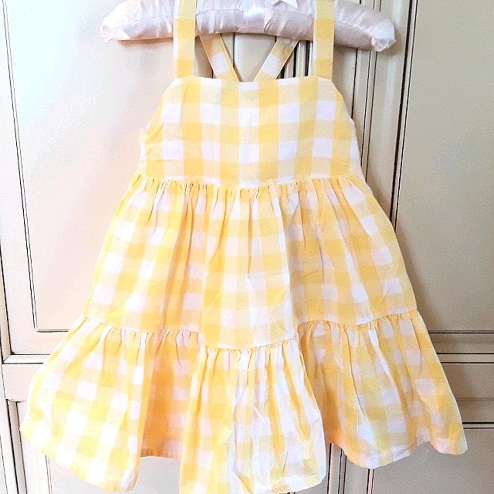 Yellow Gingham Plaid Toddler Dress sz 12-18mo